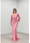 Pul Saçaklı Tasarım Elbise - Pudra