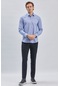 Mavi Uzun Kollu Bez Ayağı Sert Yaka Cepsiz Klasik Slim Fit Dar Kesim Gömlek 1004240230-mavi