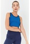 Tommy Life Turkuaz Basic Sıfır Kol Dar Kalıp U Yaka Kadın Crop Top Atlet - 97162 Turkuaz