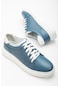 Hakiki Deri Ortopedik Hafif Ve Kalın Taban Mavi Erkek Günlük Casual Ayakkabı-2650-mavi