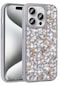 Noktaks - İphone Uyumlu İphone 15 Pro - Kılıf Parlak Parıltılı Taşlı Şık Linea Kapak - Gümüş