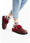 Walviss Ellis Hakiki Deri Kemerli Bordo Sandalet Bordo