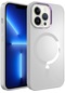 iPhone Uyumlu 13 Pro Max Kılıf Magsafe Wireless Şarj Özellikli Lopard Stil Kapak - Beyaz