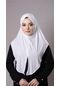 Beyaz Pratik Hazır Geçmeli Tesettür Eşarp Sandy Kumaş Yırtmaçlı Düz Hijab 2310 42