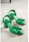 Derin Yeşil Cilt Fiyonklu Topuklu Günlük Ayakkabı