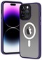 iPhone Uyumlu 14 Pro Max Magsafe Destekli Kamera Çıkıntılı Arkası Mat Şeffaf Hibrit Kılıf - Derin Mor
