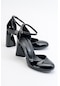 Luvishoes Oslo Siyah Rugan Kadın Topuklu Ayakkabı