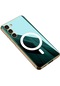 Kilifone - Samsung Uyumlu Galaxy S23 - Kılıf Kablosuz Şarj Destekli Aynalı Kent Magsafe Kapak - Yeşil