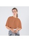 Soft Crop Kadın Yavru Ağzı %100 Pamuk Bisiklet Yaka Ekstra Oversize Tişört