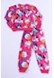 Kız Çocuk Pijama Takımı Karakter Baskılı Ribanalı E26 Mercan