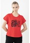 Maraton Sportswear Regular Kadın Bisiklet Yaka Kısa Kol Basic Kırmızı T-Shirt 22135-Kırmızı
