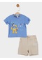 Disney Mickey Mouse Lisanslı Erkek Bebek Tişört ve Şort 2'li Takım 20887 - Bej