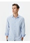 Koton Klasik Gömlek Yarım İtalyan Yaka Uzun Kollu Düğmeli Mavi 4sam60019hw 4SAM60019HW620