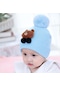 Bebek Örgü Şapka Kışlık Yün Şapka Mavi