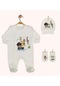 Pia Baby Gl 1938-01 İsme Özel Üçlü Tulum Set Krem