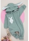Mai Perla Rabbit Desenli Kapşonlu Unisex Bebek Tulum Pembe Yeşil