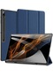 Lbw Samsung Uyumlu Galaxy Tab S9 Ultra Üçlü Tablet Kılıfı Pu Deri Standlı Folyo Kılıf - Mavi