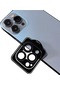 iPhone Uyumlu 14 Pro Uygulama Aparatlı Safir Lens Koruma Taşlı Parlak Renkli Kamera Koruyucu Cl-08 Cl-11 - Siyah