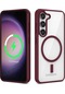 Kilifone - Samsung Uyumlu Galaxy S22 - Kılıf Kablosuz Şarj Destekli Ege Silikon Kapak - Koyu Kırmızı