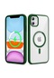 More TR iPhone Uyumlu 11 Kılıf Magsafe Wireless Şarj Özellikli Silikon Zore Ege Kapak - Koyu Yeşil