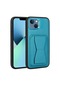 More TR iPhone Uyumlu 13 Kılıf Kartlıklı Standlı ​Pu Deri Zore Memo Kapak - Mavi