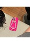 Ww iPhone Uyumlu 13/14/15xilie Sevimli Tavşan Görünmez Braket Cep Telefonu Kılıfı - iPhone Uyumlu  14 Pro Max - Kırmızı