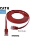Irenis CAT6 Kablo Yassı Ethernet Network Lan Ağ İnternet Kablosu 1 M Kırmızı