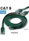 Irenis CAT6 Kablo Yassı Ethernet Network Lan Ağ İnternet Kablosu 15 M Yeşil