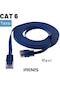 Irenis CAT6 Kablo Yassı Ethernet Network Lan Ağ İnternet Kablosu 3 M Mavi