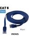 Irenis CAT6 Kablo Yassı Ethernet Network Lan Ağ İnternet Kablosu 7.5 M Mavi