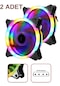 Molex Girişli 2li Sessiz Renkli Fan 12cm Rainbow Kasa Fanı Rgb
