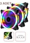 Molex Girişli 3lü Sessiz Renkli Fan 12cm Rainbow Kasa Fanı Rgb