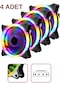 Molex Girişli 4lü Sessiz Renkli Fan 12cm Rainbow Kasa Fanı Rgb
