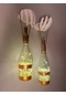 Led Işıklı Altın Yaldız işleme Cam Şampanya Şişesi Aplik 2'li set