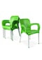 Hesaplimagazam 4 Adet Metal Ayaklı Plastik Sandalye 6 Renk Kollu Koltuk