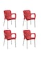 Sadikplastik 4 Adet Metal Ayaklı Eyfel Plastik Sandalye Kırmızı