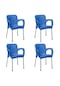 Sadikplastik 4 Adet Metal Ayaklı Eyfel Plastik Sandalye Mavi