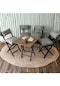 Modern Style Home Minderli Balkon Bahçe Mutfak Bistro Set Katlanır 4+1 Masa-sandalye Açık Gri