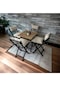 Modern Style Home Minderli Balkon Bahçe Mutfak Bistro Set Katlanır 4+1 Masa - Sandalye Krem