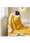 Shanshan 100 X 150 Cm Battaniye Kış Kalınlaşmış Sıcak Battaniye Şekerleme Battaniye Taff Pazen Battaniye Düz Renk Kapağı Battaniye-sarı
