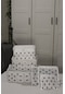 6'lı Valiz Düzenleyici Bavul Içi Organizer Set - Seyahat Hurcu - Puantiye Desen Beyaz