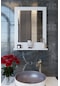 Makbulce Safir Banyo Aynası, Dresuar,60x45 Beyaz Raflı Banyo Aynası