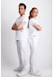 Unisex Hemşire Doktor Üniforması Scrubs Beyaz Alt Üst Takım