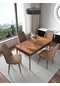 Fixed Barok 70x110 Cm , 4 Kişilik Sabit Yemek Masası , Mutfak Masa Takımı Yemek Masası Takımı - Acı Kahve