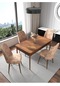Fixed Barok 70x110 Cm , 4 Kişilik Sabit Yemek Masası , Mutfak Masa Takımı Yemek Masası Takımı - Cappucino