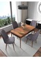 Fixed Barok 70x110 Cm , 4 Kişilik Sabit Yemek Masası , Mutfak Masa Takımı Yemek Masası Takımı - Gri