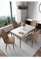 Fixed Beyaz 70x110 Cm Sabit , 4 Kişilik Yemek Masası , Mutfak Masa Takımı Yemek Masası Takımı - Kahverengi