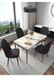Fixed Efes 70x110 Cm , 4 Kişilik Sabit Yemek Masası , Mutfak Masa Takımı Yemek Masası Takımı - Siyah