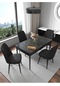 Fixed Lotus 70x110 Cm Sabit Yemek Masası , Mutfak Masa Takımı 4 Kişilik Masa Sandalye Takımı - Siyah
