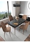 Fixed Siyah 70x110 Cm , 4 Kişilik Sabit Yemek Masası , Mutfak Masa Takımı Yemek Masası Takımı - Acı Kahve